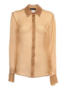 ORGANZA BASIC SHIRT WITH GALASSIA EMBROIDERED COLLARComposition: 100% SILK Embroidered Collars, Sheer Shirt, Pleats Please Issey Miyake, Basic Shirts, Yoga Wear, Women Collection, Nightwear, Dress To Impress, Shoe Laces