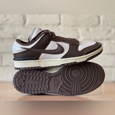 Nike Dunk Low Retro Classic Twist Brown White Shoe Dz2794-003 Women 12 /Men 10.5 Brown Sneakers With Boost Midsole And Medium Fit, Brown Cushioned Sneakers Medium Fit, Brown Sneakers With Cushioned Footbed, Medium Fit, Brown Cushioned Skate Shoes For Streetwear, Brown Skate Shoes With Cushioned Footbed For Streetwear, Casual Brown Sneakers Medium Fit, Medium Fit Slip-on Sneakers For Streetwear, Casual Brown Sneakers, Casual High-top Sneakers With Branded Heel