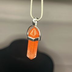 Orange Crystal Necklace Beautiful Color Crystal 18 Inch Chain Silver Plated Chain Crystal : 41mm X 8mm Buy One Get One Free Any Crystal Necklaces Transparent Necklace, Orange Gem, Orange Necklace, Orange Crystals, Crystal Necklaces, Buy One Get One Free, Chain Silver, Buy One Get One, Color Crystal