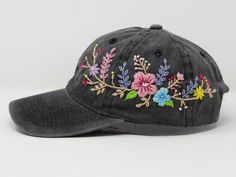 Wash Cotton Baseball Cap Large Hand Embroidered Flower Hat | Etsy Multicolor Curved Bill Baseball Cap For Spring, Adjustable Baseball Cap With Multicolor Embroidery, Adjustable Baseball Cap With Floral Embroidery, Adjustable Snapback Hat With Floral Embroidery, Adjustable Hats With Floral Embroidery And Curved Bill, Adjustable Cap With Multicolor Embroidery, Adjustable Floral Embroidered Baseball Cap, Adjustable Multicolor Embroidered Baseball Cap With Curved Brim, Adjustable Floral Embroidery Baseball Cap