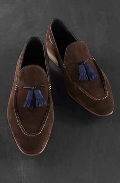 Brown Loafer Shoes, Mens Brown Loafers, Loafer Shoes For Men, Mens Loafers Casual, Brown Suede Loafers, Quality Leather Boots, High End Shoes, Gentleman Shoes, Custom Design Shoes