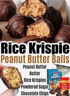 an advertisement for rice krispie peanut butter balls