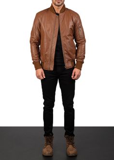 This men’s Bomia Ma-1 Brown Leather Bomber Jacket is hands-down the best in classic style staples that you can never go wrong with, while styling to your personal tastes. Aside from this rich, earthy brown colour, this piece is made of a semi-aniline finish sheepskin leather, having a quilted polyester lining, ribbed-knit cuffs and collar, two inner and three outer pockets with a front zipper closure. All in all a wardrobe essential for every style conscious guy. Style Staples, Nye Fashion, Earthy Brown, Men Stylish Dress, Brown Outfit, Streetwear Men, Boys Fashion, Brown Colour, Jacket For Men