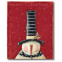 a painting of a snowman wearing a top hat