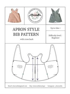 the apron style bib pattern is shown with instructions to make it easier for sewing