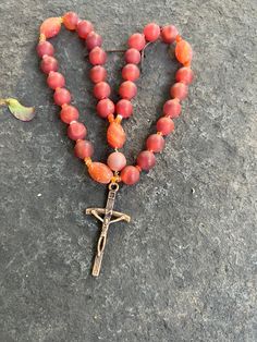 "Carnelian Episcopal rosary, Anglican Rosary, Protestant Rosary, Protestant Prayer Beads, Episcopal Prayer Beads,Anglican Prayer Beads, Christian Prayer Beads,  Hold your prayers in your hands. This is a great tactile way to pray!  These prayer beads are made smooth carnelian beads for the days, and  oval red agate beads are the cruciform beads aka the \"Our Father\" beads, finished with an antiqued bronze crucifix. The Introductory bead is carnelian.  Each cruciform bead is separated from the w Anglican Prayer Beads, Anglican Rosary, Bottle Cap Jewelry, Protestant Prayer Beads, Christian Meditation, Christian Prayers, Carnelian Beads, Confirmation Gifts, Red Agate