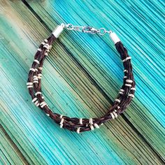 Horse Hair Bracelet with African Silver Beads - Horsehair Jewelry - Boho Chic Bohemian Style and Urb Elegant Handmade Brown Braided Bracelets, Horsehair Jewelry, Horse Hair Bracelet, Horse Hair Jewelry, Hair Bracelet, Bracelets With Meaning, Bohemian Chic Fashion, Chic Bohemian, Jewelry Boho