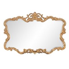 an ornate gold framed mirror on a white background with clipping for text or image