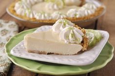 a slice of key lime pie on a plate