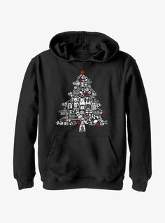 50% Cotton  50% PolyesterWash cold; dry lowImportedListed in youth sizes Star Wars Christmas Tree, Tree Icon, Star Wars Christmas, Graphic Hoodies, Boy's Clothing, Star Wars, Christmas Tree, T Shirts For Women, Tops & Tees