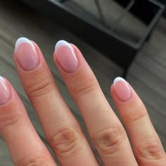 Round White Tip Nails, Short White Tips, French Manicure Round Nails, Baby French Nails, French Tip Round Nails, White French Tip Short, Short Round French Tip Nails, Micro French Nails, Gel Nails French