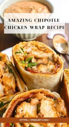 chicken wrap recipe with text overlay