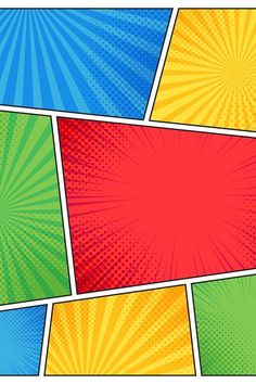 pop art background with sunbursts in different colors