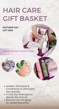 Surprise your mom with a pampering and thoughtful gift this Mother's Day! Our Hair Care Gift Basket is the perfect solution, filled with amazing eco-friendly, vegan products to treat and revitalize her locks. Shop now at Hair By Jammie, Jacksonville Hair Stylist. Gift Basket Mothers Day