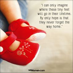 a child's red shoes with a poem written on it