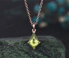 Handmade fine jewelry! The main stone is a  Kite cut 7x10mm natural peridot. Chain: 16 Inches. The chain has the virtue of being adjustable to 18 Inches. The material is solid 14k gold(white,yellow,rose gold available) This jewelry can also be made in solid 10k,14k,18k gold,with real diamonds.Contact me! Need rush order? contact me! Need custom making order? Contact me! I have confidence on my jewelry.30 days money back guarantee!(For returned item,as this is handmade jewelry.Handcrafted fee and Peridot Necklace, Wear Necklaces, Handmade Fine Jewelry, Peridot Stone, Rose Gold Chain, Personalized Pendant, Small Rings, Solid Gold Jewelry, Metal Necklaces