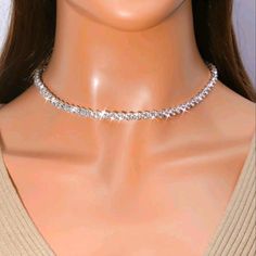 Silver Rhinestone Diamond Choker Necklace Make An Offer Or Bundle For Huge Discount Diamond White Rhinestone Necklace With Diamond Accents, Elegant Zara Jewelry For Wedding, Party Bling Rhinestone Necklace In Diamond White, Party Crystal Necklaces With Rhinestones, Diamond White Sparkling Rhinestone Necklace For Party, Party Crystal Necklaces With Rhinestones And Cubic Zirconia, Crystal Rhinestone Necklaces, Bling Cubic Zirconia Crystal Necklaces, Rhinestone Crystal Necklace