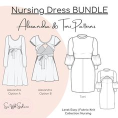 the nursing dress sewing pattern is shown