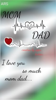 a card with the words mom and dad on it