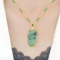 This Natural Emerald Jade stone necklace is expertly crafted from authentic jadeite stone. The unique hue and texture of the stone give this necklace a special look and feel, making it an exquisite jewelry piece. With its unique properties, this piece of jewelry can last a lifetime.

Natural Emerald Jade stone necklace
Chain length: 45CM (+ 5cm adjustable chain)
High quality zinc alloy
Adjustable lobster clasp size - one size fits all
Hypoallergenic, lead and nickel free

If you aren't in LOVE w Elegant Round Jade Crystal Necklaces, Elegant Jade Crystal Necklace As Gift, Elegant Jade Crystal Necklace For Gift, Elegant Jade Pendant Crystal Necklace, Elegant Green Jade Crystal Necklace, Jade Pendant Necklaces For Crafting, Gold Jade Necklace With Gemstone Beads, Elegant Jade Crystal Necklaces With Round Beads, Traditional Jade Necklace With Round Pendant