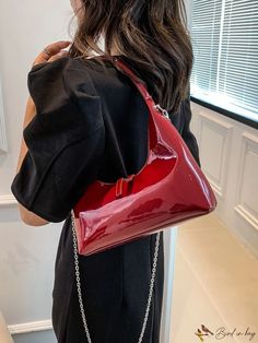 BirdinBag - Stylish Red Zipper Armpit Bag - Practical Single Shoulder Bag for Everyday Use Red Shoulder Bag, Armpit Bag, Details Pictures, Bag With Zipper, Word Wrap, Saddle Bag, Bag Bag, Saddle Bags, 1 Inch