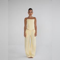 Cute Effortlessly Stylish And Comfortable Lemon Colored Medium Linen Pant. These Pants Are Low Rise, They Dress Perfect For Summer, Are Light And Style Nicely. These Pants Are Floor Length And Have A Relaxed Fit. Still Has Tag, Hasn’t Been Worn. Perfect Condition. Chic Yellow Loungewear Pants, Chic Yellow Lounge Pants, Yellow Linen Pants, Linen Pant, Yellow Pants, Linen Pants, Bottoms Pants, Floor Length, Dream Closet