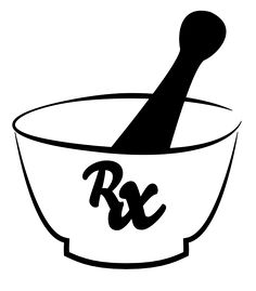 a black and white image of a mortar in a bowl with the word r & g on it