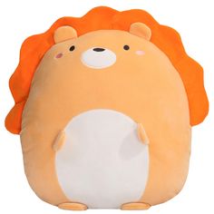 a stuffed animal with an orange mane on it's head