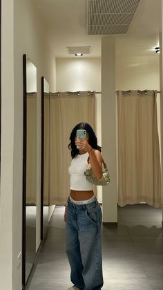 Elevated Streetwear Fashion Women, Street Wear Concert Outfit, California Fall Outfits 2024, White Beater Outfit, Feminine Streetwear Aesthetic, Jeans Outfit Concert, Wife Beater Outfit Woman, La Aesthetic Outfits, California Aesthetic Outfit