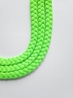 neon green necklace, neon choker, friendship necklace, statement necklace, neon green fabric - Tripl Three Braids, Triple Braid, Invisible Stitch, Gray Necklace, Friendship Necklace, Velvet Scrunchie, Braided Necklace, Friendship Necklaces, Necklace Statement