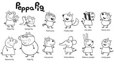 peppa pig character sheet with different expressions