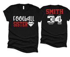 Glitter Football Shirt | Football Sister Shirts | Football Spirit Wear | Bella Canvas T Shirt | Customize PLEASE READ BEFORE ORDERING WE CANNOT RUSH ORDERS OR CREATE NEW DESIGNS DURING PEAK SEASON AUG - MAY. IF YOU NEED TO CANCEL PLEASE DO SO WITHIN 24HRS Please read full description before ordering we cannot be responsible for mistakes made by not reading the full description. ORDERING INSTRUCTIONS: 1. Select your Garment Size/Color Each size must be selected separately. Please do NOT leave a l Big Sister Football Shirt Ideas, Football Shirts For Sisters, Football Sister Shirts, Glitter Football Shirts, Pics Editing, Football Hoodies, Mom And Me Shirts, Band Mom Shirts, Football Sister