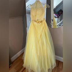 Worn Once,In Great Condition. Madison James Size 8. Fit 5’3” And 135 Pounds 135 Pounds, Two Piece Prom Dress, Two Piece Prom, Yellow Two Piece, Madison James, Dresses Yellow, Prom Dress Color, Piece Prom Dress, Yellow Dress