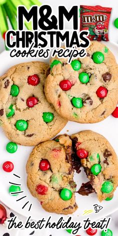 M&M Christmas Cookies Santa’s Christmas Cookies, Chocolate Chip M M Cookies Christmas, Mnm Cookies Recipe Christmas, Mini M M Cookies Recipe Easy, Homemade M&m Cookies, Recipe For M&m Cookies, Soft M And M Cookies, Red And Green M&m Cookies, Easy M And M Cookie Recipe