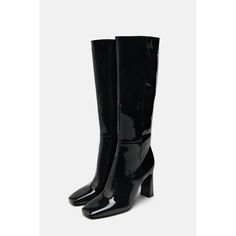 Knee High Faux Patent Leather Boots. Fitted Upper. High Heels. Side Zip Closure. Heel Height: 3.9 Inches (10 Cm).Size 37 Eu, 6.5 Us Elegant Patent Leather Heeled Boots For Spring, Elegant Spring Patent Leather Heeled Boots, Knee-high Patent Leather Heeled Boots For Work, Patent Leather Evening Boots For Winter, Winter Evening Patent Leather Boots, Sleek Zara Boots For Party, Patent Leather Knee-high Boots For Work, Patent Leather Heeled Boots For Work With Square Toe, Fall Patent Leather Heeled Boots For Work