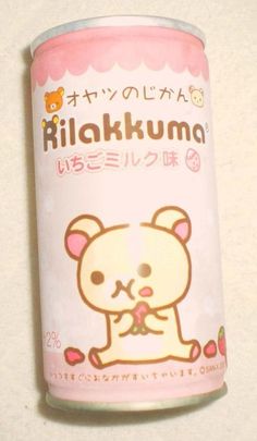 a pink canned drink with an image of a bear on it