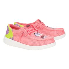 HEYDUDE | Big Kids' Shoes | Wally Funk Youth Spongebob Patrick - Pink/green | Size 3 - Step into the shoes of a legend (well, a pink, lazy one) with these Patrick Star themed kicks! Breezy mesh that lets their feet feel like they don't live under a rock, and no-tie elastic laces for the perfect fit because who needs laces when they've got relaxation this built-in? Easy on, easy off, perfect for wherever their next nap...or adventure takes them. Shoe Specs: Mesh top Elastic laces​ Lightweight out Spongebob Patrick, Colorful Sneakers, Living Under A Rock, Hey Dudes, Patrick Star, 12 Step, 2 Step, Hey Dude, Elastic Laces