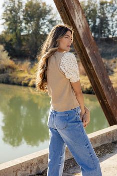 Karson Puff Sleeve Blouse – ROOLEE Wide Straight Jeans, Vest Blouse, Cute Fit, Puff Sleeve Blouse, Complete Outfits, Favorite Jeans, Sweater Vest, Puff Sleeves, Straight Jeans