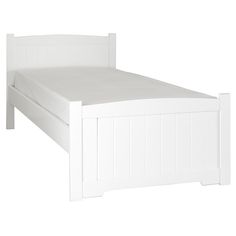 a white bed frame with no headboard or foot board