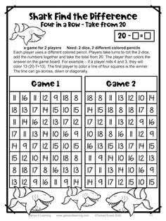 a printable shark find the differences for numbers to 20 and then, it's missing