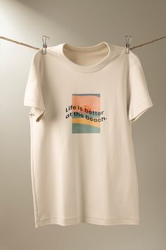 Beach Tshirt, Beige T Shirt, Beige T Shirts, Clothing Mockup, Beach T Shirts, T Shirt Mockup, Positive Quote