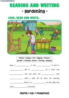 the reading and writing worksheet for children to learn how to use gardening skills