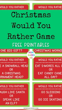 christmas would you rather play the game? free printables for kids and adults