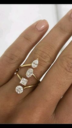 Engagement Rings Multiple Bands, 3 Band Ring, Luxe Jewelry, Diamond Jewelry Designs, Bling Rings, Jewelry Inspo, Dream Jewelry, Art Jewelry, Modern Jewelry