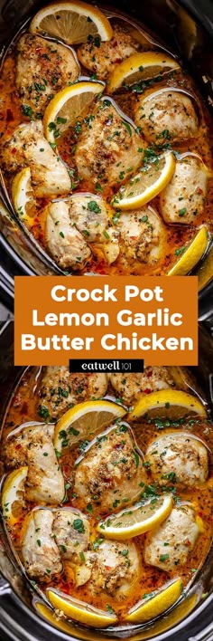 two crock pot lemon garlic butter chicken