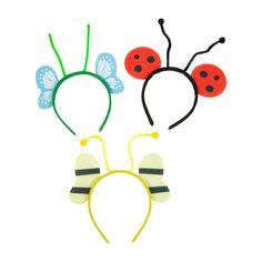 These adorable headbands are definitely buzz-worthy! Featuring the look of colorful insects like lady bugs, butterflies and honeybees, these headbands are a great choice for kids' handouts, prizes or party favors. Also great for dress-up play in the classroom, these headbands help kids feel like they're dressed in an insect costume. Polyester. 9" x 9 1/2" Assortment may vary. Insect Party Decorations, Insect Birthday Party Decorations, Kids Bug Birthday Party, Bug Themed Birthday Party Favors, Paper Bug Hats For Kidd, Bug Headband, Insect Costume, Vbs Magnified, Play In The Classroom