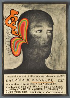 a poster with an image of a man's head