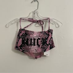 Nwt Juicy Couture Snakeskin Bikini Top | Size: Small | Color: Cherry Blossom | This Is A Sample Piece As Indicated On The Tag Ships Within 24 Hours And I Am Open To Offers! Trendy Pink Fitted Tankini, Trendy Fitted Pink Tankini, Trendy Pink Tankini, Trendy Fitted Halter Top For Pool, Fitted Trendy Halter Top, Trendy Fitted Triangle Top Tankini, Aliyah Core, Girlfriend Clothes, Affordable Swimsuits