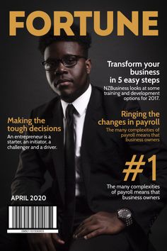 a man in a suit and tie on the cover of fortune magazine