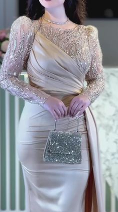 Party Wear Gowns, Soiree Dresses, Soiree Dress, Womens Trendy Dresses, Women Dresses Classy, Fancy Dresses Long, Elegant Dresses Classy, Embellished Gown, Long Sleeve Gown